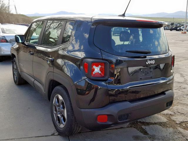 ZACCJAAT5GPC71648 - 2016 JEEP RENEGADE S BLACK photo 3