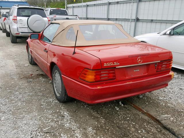 WDBFA66E4LF003545 - 1990 MERCEDES-BENZ 500 SL RED photo 3