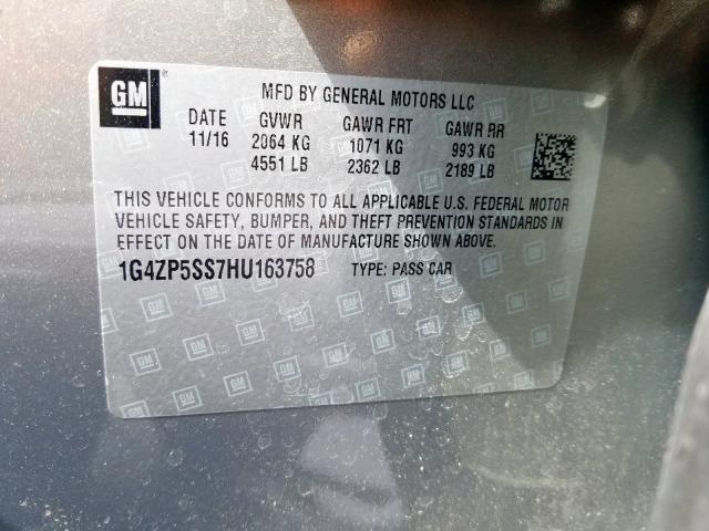 1G4ZP5SS7HU163758 - 2017 BUICK LACROSSE ESSENCE  photo 10