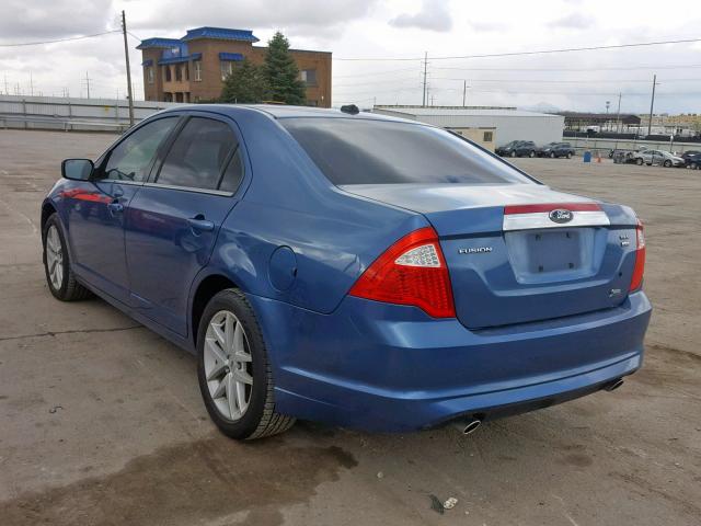 3FAHP0CG9AR175278 - 2010 FORD FUSION SEL BLUE photo 3