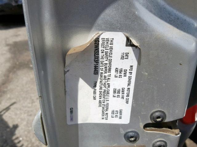 1G2WK52JX3F144409 - 2003 PONTIAC GRAND PRIX SILVER photo 10