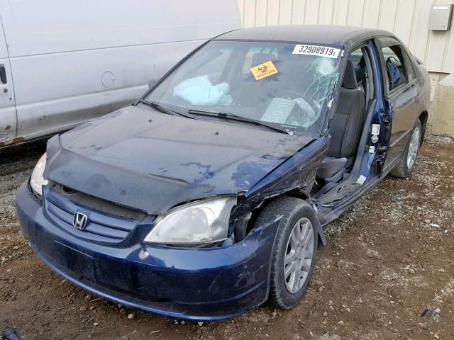 2HGES16423H919676 - 2003 HONDA CIVIC DX BLUE photo 2