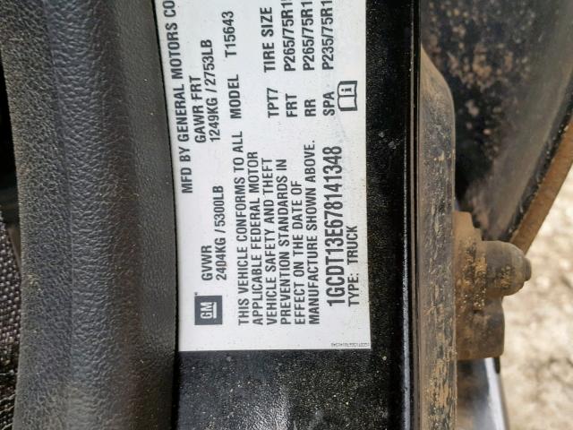 1GCDT13E678141348 - 2007 CHEVROLET COLORADO BLACK photo 10