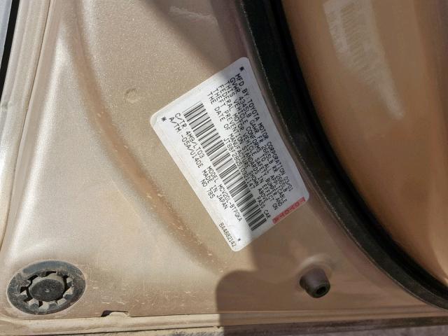 JT8BF28G510321147 - 2001 LEXUS ES 300 GOLD photo 10