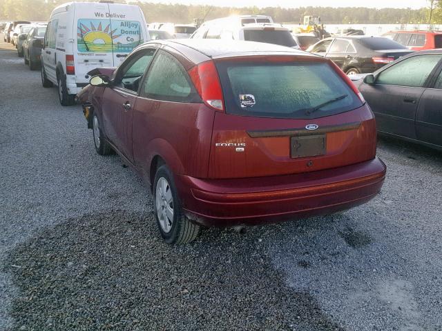 1FAFP31N17W313699 - 2007 FORD FOCUS ZX3 MAROON photo 3