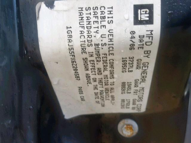 1G8AJ55FX6Z204587 - 2006 SATURN ION LEVEL SILVER photo 10