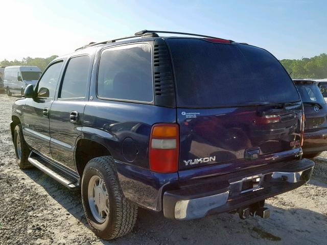 1GKEC13Z22R311994 - 2002 GMC YUKON BLUE photo 3