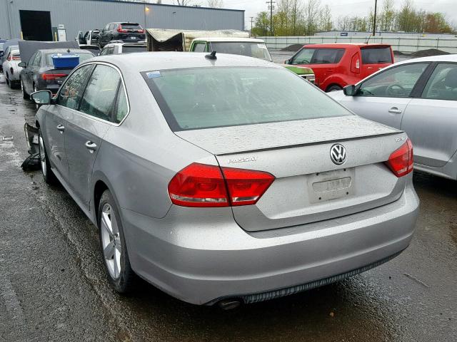 1VWBN7A34DC001777 - 2013 VOLKSWAGEN PASSAT SE SILVER photo 3