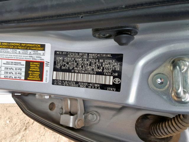 4T1BK1EB6JU279513 - 2018 TOYOTA AVALON XLE SILVER photo 10