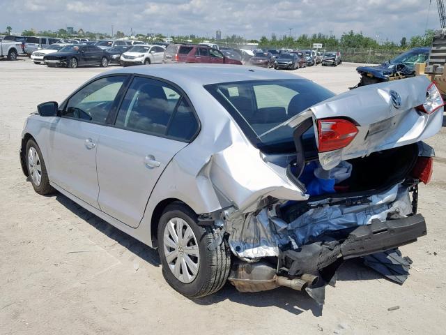 3VW2K7AJ2EM221426 - 2014 VOLKSWAGEN JETTA BASE SILVER photo 3