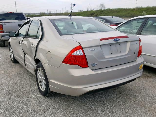 3FAHP0GA4AR394056 - 2010 FORD FUSION S BEIGE photo 3