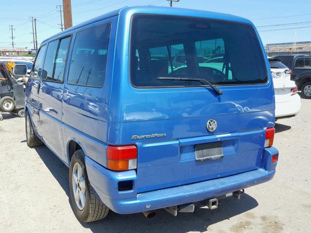 WV2KB47061H153955 - 2001 VOLKSWAGEN EUROVAN GL BLUE photo 3