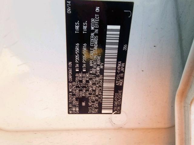 JTLZE4FE2EJ064789 - 2014 TOYOTA SCION XB 白色 照片 10