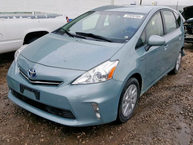 JTDZN3EU4EJ001627 - 2014 TOYOTA PRIUS V TEAL photo 2