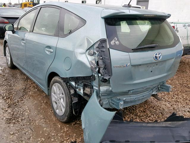 JTDZN3EU4EJ001627 - 2014 TOYOTA PRIUS V TEAL photo 3