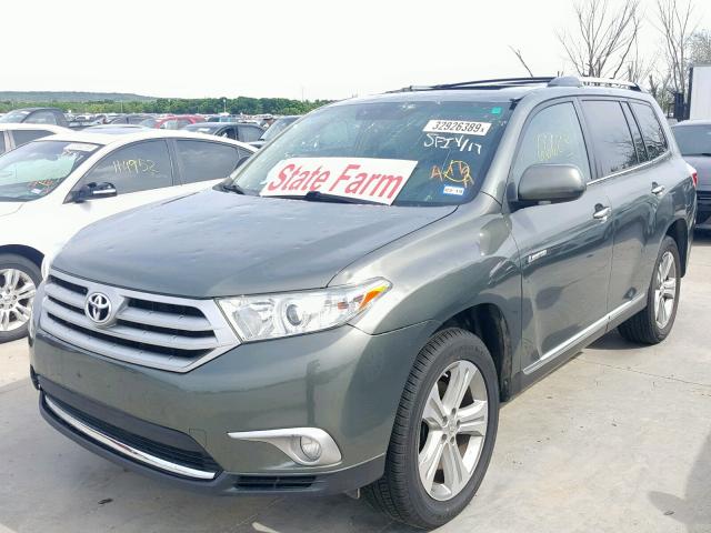 5TDYK3EH1DS136847 - 2013 TOYOTA HIGHLANDER GREEN photo 2