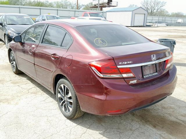 19XFB2F80EE037075 - 2014 HONDA CIVIC EX MAROON photo 3