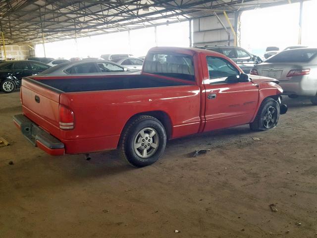 1B7FL26X71S267370 - 2001 DODGE DAKOTA RED photo 4