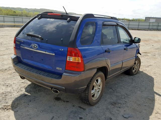 KNDJE723677320740 - 2007 KIA SPORTAGE E BLUE photo 4