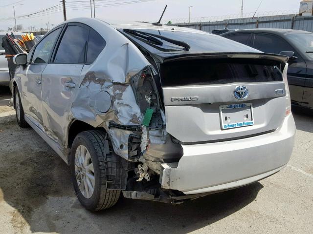 JTDKN3DP8C3011978 - 2012 TOYOTA PRIUS PLUG SILVER photo 3