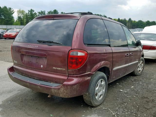 1B8GP45G91B124776 - 2001 DODGE CARAVAN SP BURGUNDY photo 4