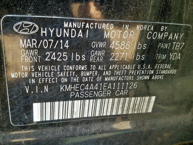 KMHEC4A41EA111126 - 2014 HYUNDAI SONATA HYB BLACK photo 10