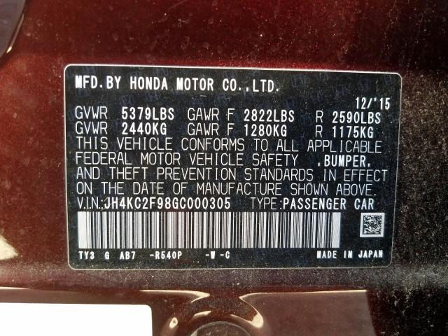 JH4KC2F98GC000305 - 2016 ACURA RLX SPORT HYBRID ADVANCE  photo 10