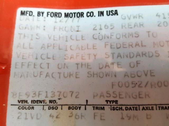 8E93F137072 - 1978 FORD FAIRMONT RED photo 10