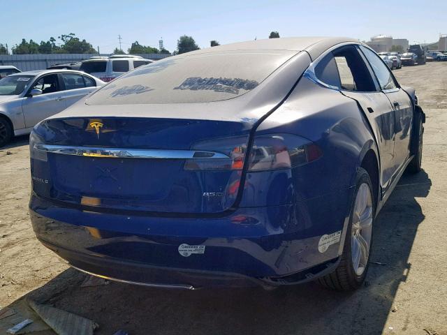 5YJSA1E2XFF107265 - 2015 TESLA MODEL S BLUE photo 4