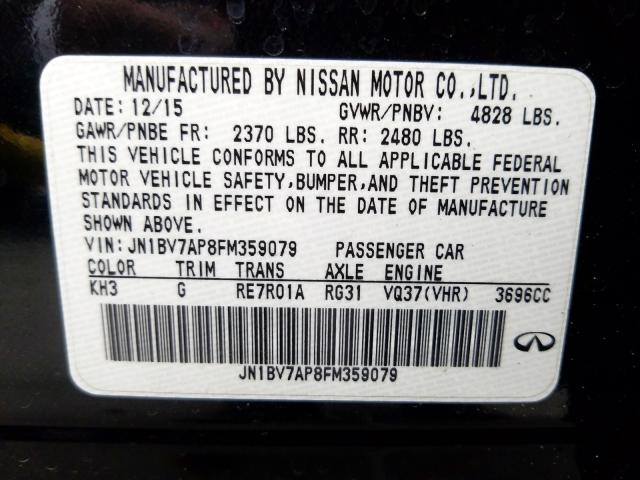 JN1BV7AP8FM359079 - 2015 INFINITI Q50 BASE  photo 10