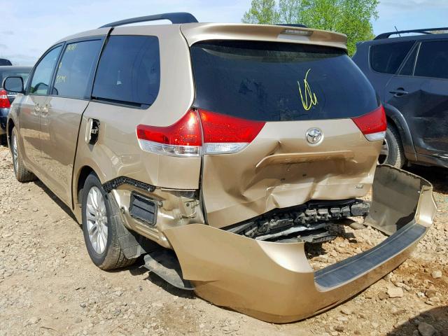 5TDYK3DC3BS098167 - 2011 TOYOTA SIENNA XLE GOLD photo 3