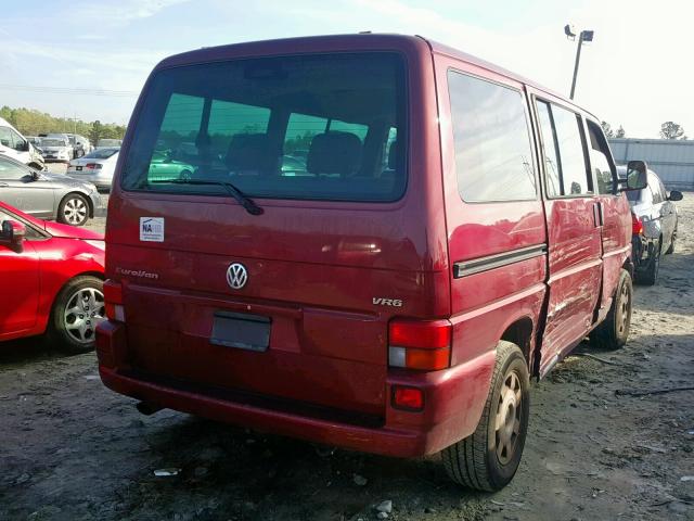 WV2KH4702YH003950 - 2000 VOLKSWAGEN EUROVAN GL RED photo 4