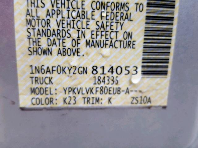 1N6AF0KY2GN814053 - 2016 NISSAN NV 2500 S SILVER photo 10