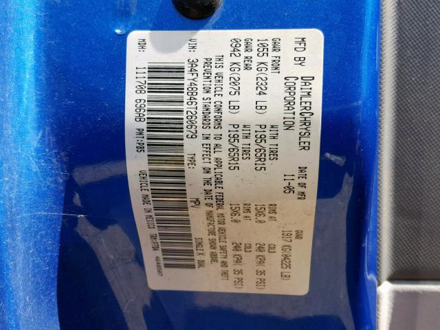 3A4FY48B46T260679 - 2006 CHRYSLER PT CRUISER BLUE photo 10