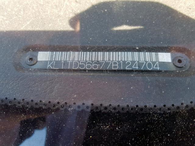 KL1TD56677B124704 - 2007 CHEVROLET AVEO BASE ნაცრისფერი ფოტო 10