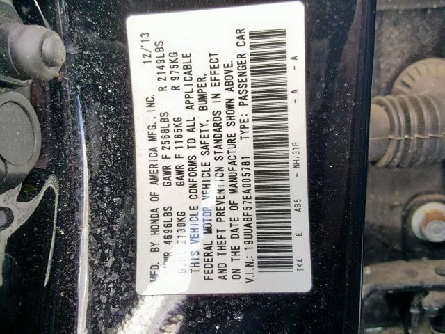 19UUA8F57EA005781 - 2014 ACURA TL TECH BLACK photo 10