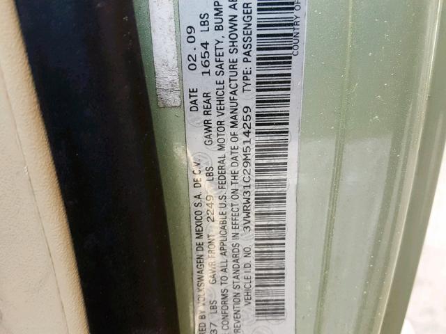 3VWRW31C29M514259 - 2009 VOLKSWAGEN NEW BEETLE 绿色 照片 10