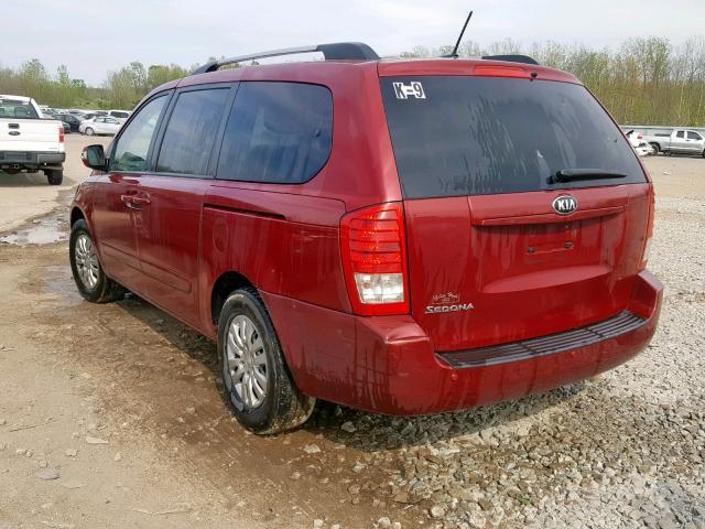 KNDMG4C70E6538182 - 2014 KIA SEDONA LX RED photo 3