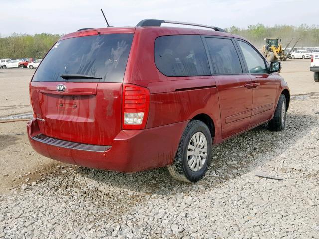 KNDMG4C70E6538182 - 2014 KIA SEDONA LX RED photo 4