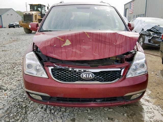 KNDMG4C70E6538182 - 2014 KIA SEDONA LX RED photo 9