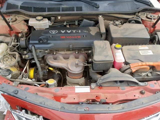 4T1BB46K89U092303 - 2009 TOYOTA CAMRY HYBR RED photo 7