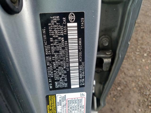 4T1BE30K95U585394 - 2005 TOYOTA CAMRY LE  photo 10