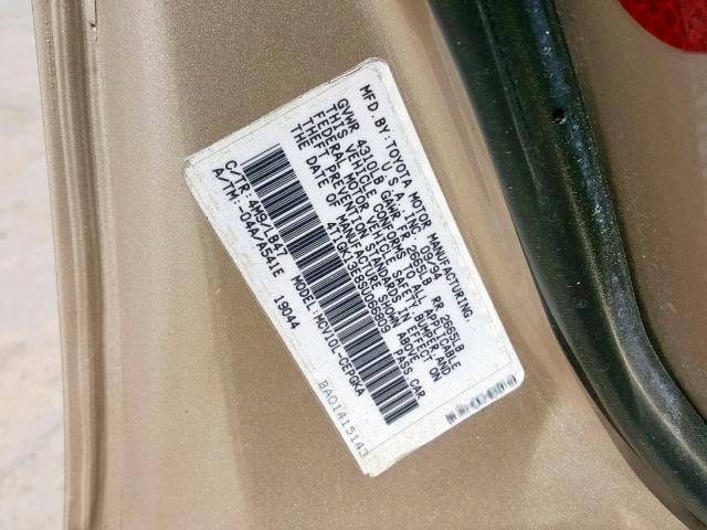 4T1GK13E8SU066809 - 1995 TOYOTA CAMRY XLE GOLD photo 10