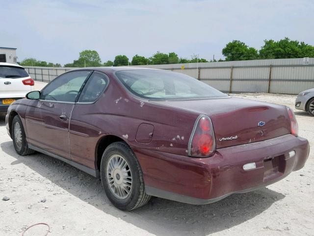 2G1WW12E2Y9234061 - 2000 CHEVROLET MONTE CARL 栗色 照片 3
