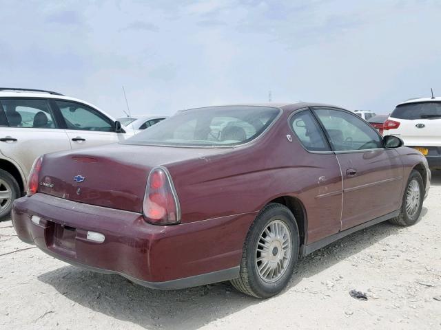 2G1WW12E2Y9234061 - 2000 CHEVROLET MONTE CARL 栗色 照片 4