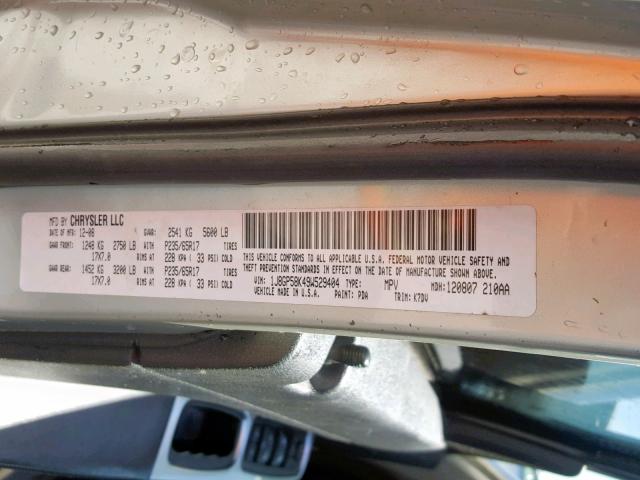 1J8GP58K49W529404 - 2009 JEEP LIBERTY LI SILVER photo 10