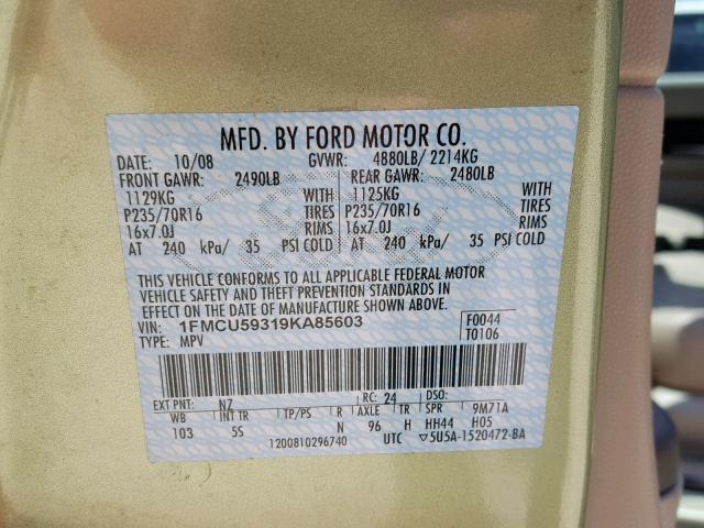 1FMCU59319KA85603 - 2009 FORD ESCAPE HYB GREEN photo 10