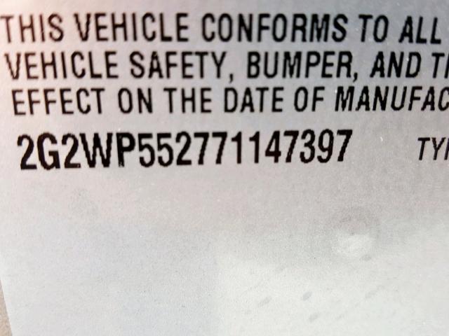 2G2WP552771147397 - 2007 PONTIAC GRAND PRIX TAN photo 10