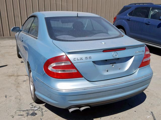 WDBTJ76H44F071400 - 2004 MERCEDES-BENZ CLK 55 AMG BLUE photo 3