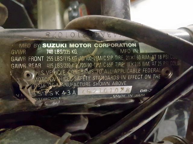 JS1SK43A4G2101078 - 2016 SUZUKI DR-Z400 S BLACK photo 10